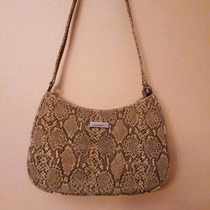 LIZ CLAIBORNE Vegan BUILT IN WALLET brown snake print shoulder bag EUC
